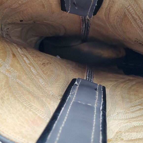 Vintage Tony Lama Men's size 9E Gray Black leather lizard wing tip Cowboy boots - Picture 9 of 16